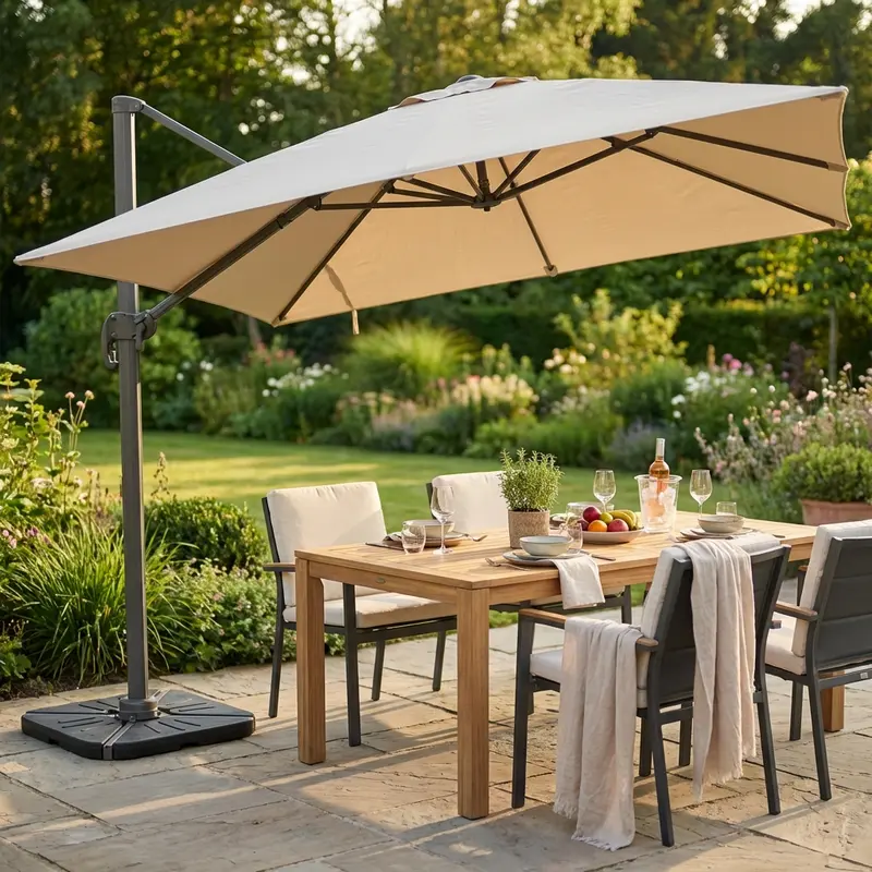 Mimosa - ombrellone palo laterale taupe 3 x 4 m