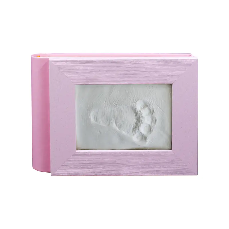 Mini album rosa con cornice e pasta per impronta mano/piede della tua bimba