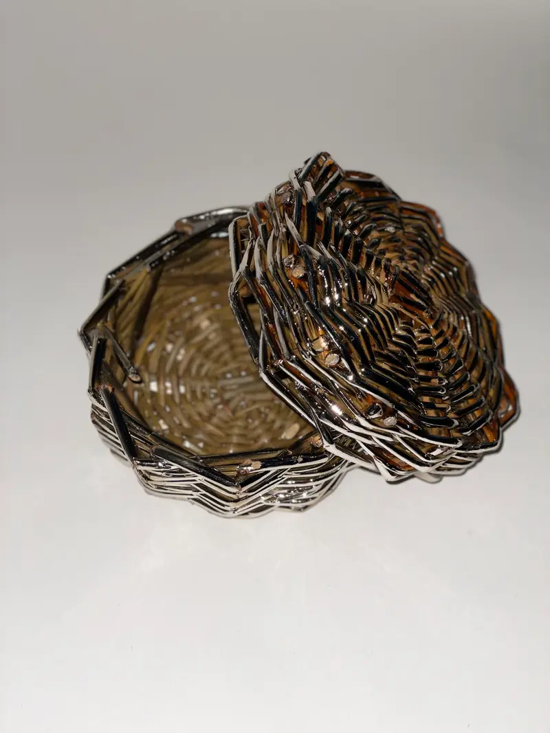 Mini cestino intrecciato metal plated