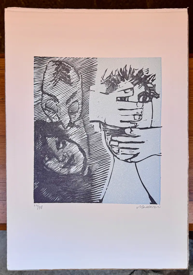 Mino Maccari – “Senza titolo (faccia mani)” – serigrafia su carta 24/78 – 1978