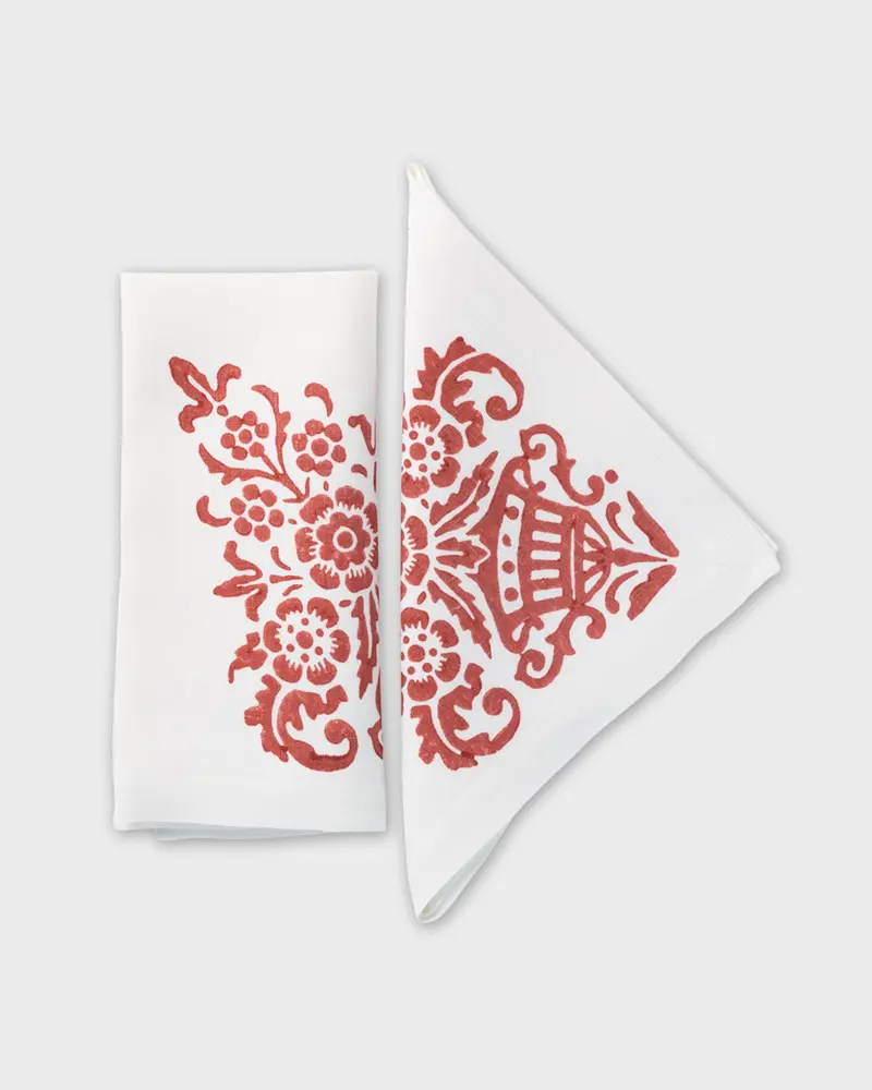 Mirandola Linen Napkins, Red (Set of 4)