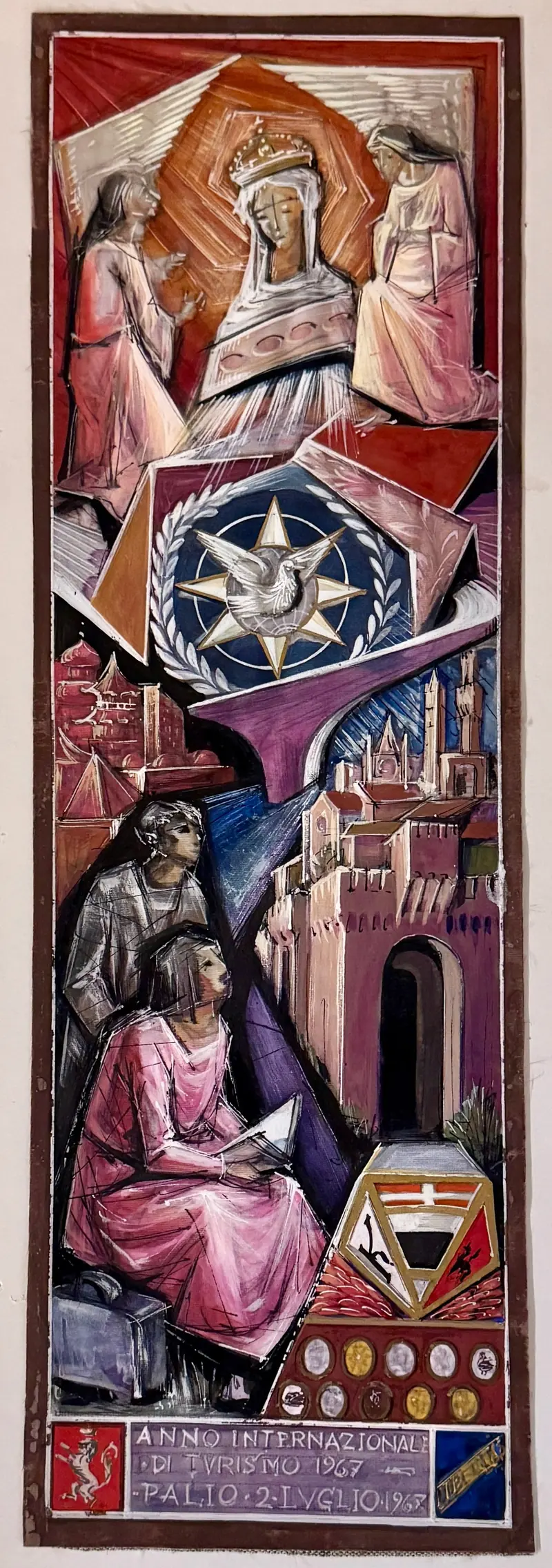 Mireno Celso Ermini – “Bozzetto per Palio Luglio 1967” – tecnica mista su tela – 1967