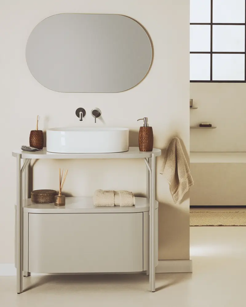 Mobile bagno Arely con struttura in acciaio e MDF laccato bianco 90 x 40 cm