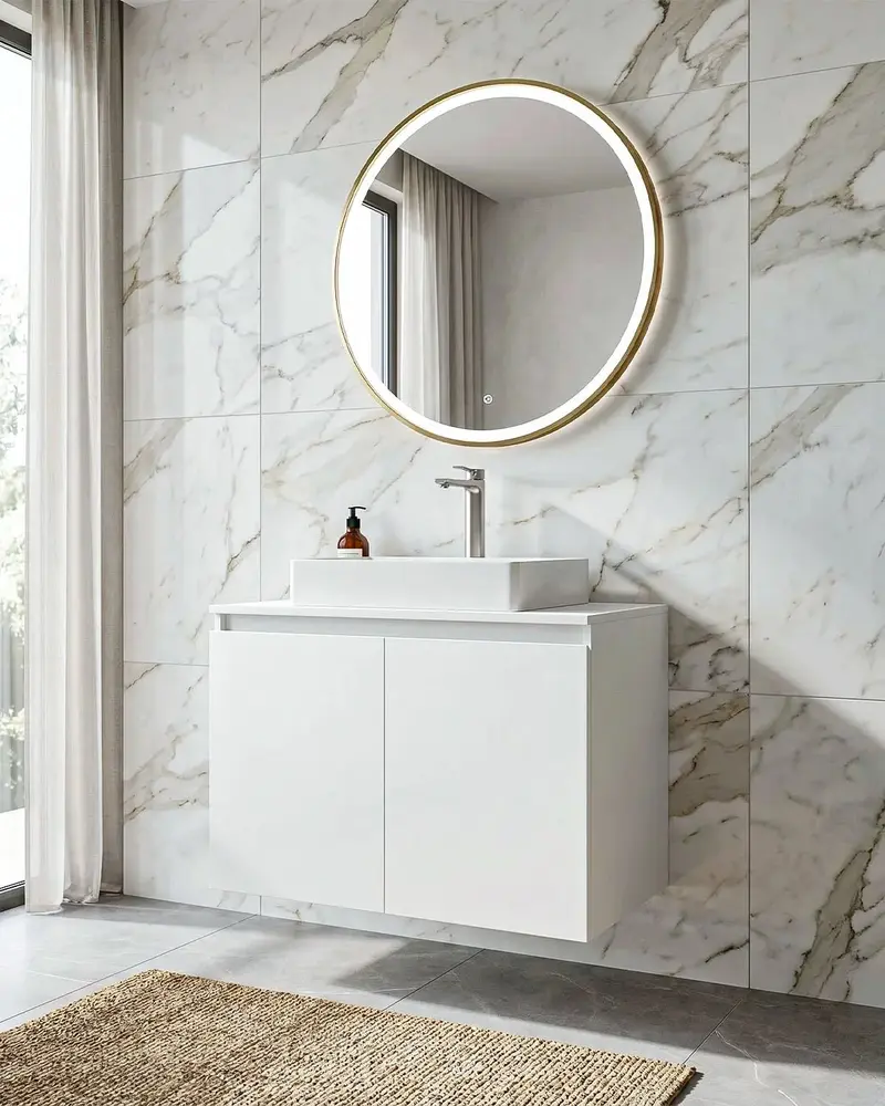 Mobile bagno sospeso LINEA 80 – 2 Ante - Bianco