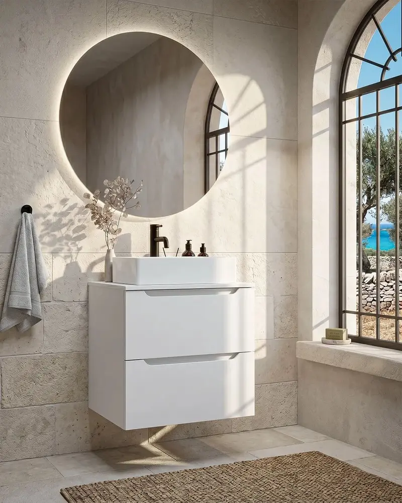 Mobile bagno sospeso NOVA 60 – 2 Cassetti - Bianco