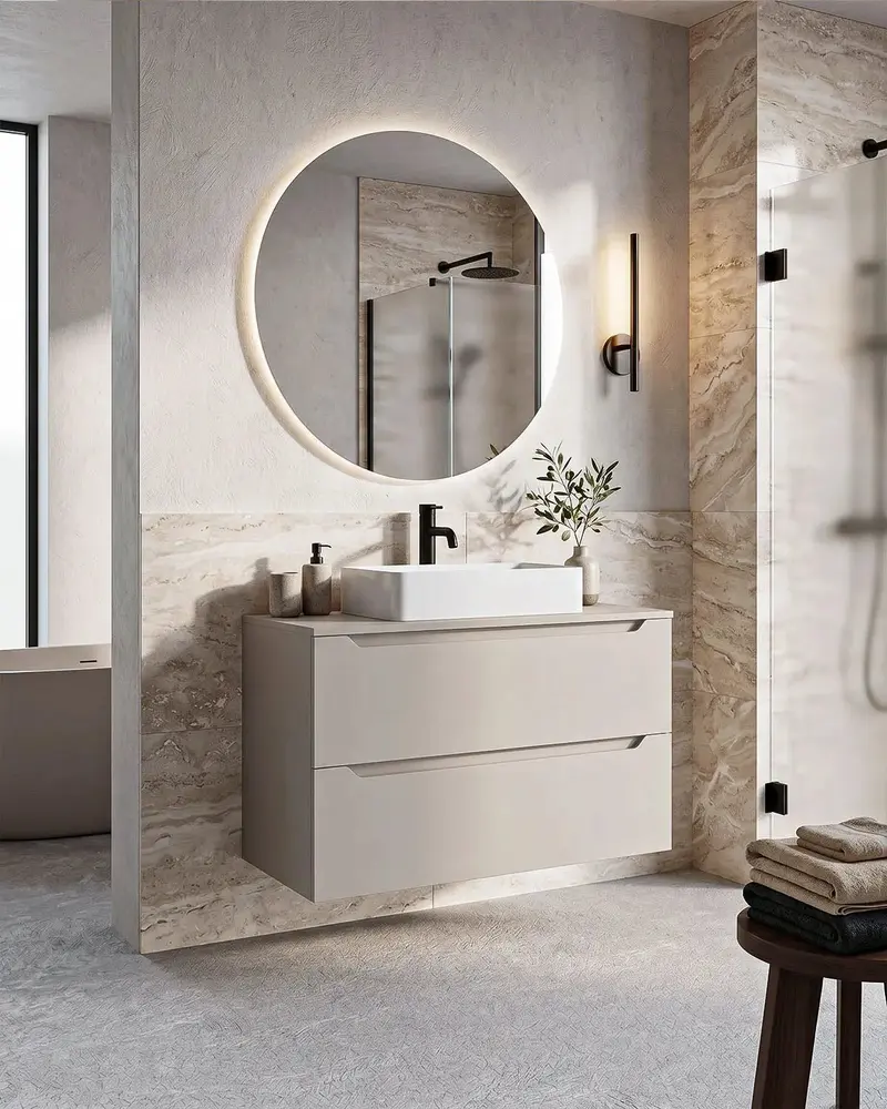 Mobile bagno sospeso NOVA 80 – 2 Cassetti - Cashmere