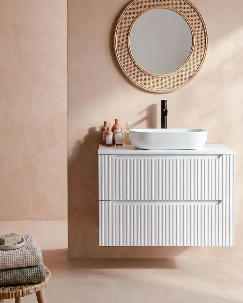 Mobile bagno sospeso RIGA 80 – 2 Cassetti - Bianco