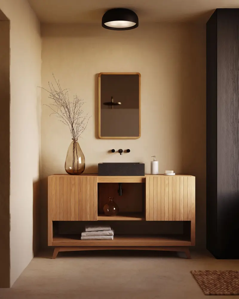 Mobile da bagno Kuveni in legno massiccio di teak finitura naturale 140 x 50 cm