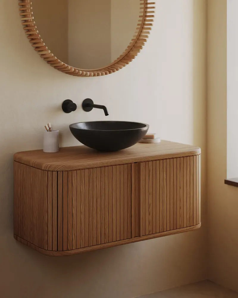 Mobile da bagno Mailen in legno compensato di frassino naturale 90 x 45 cm