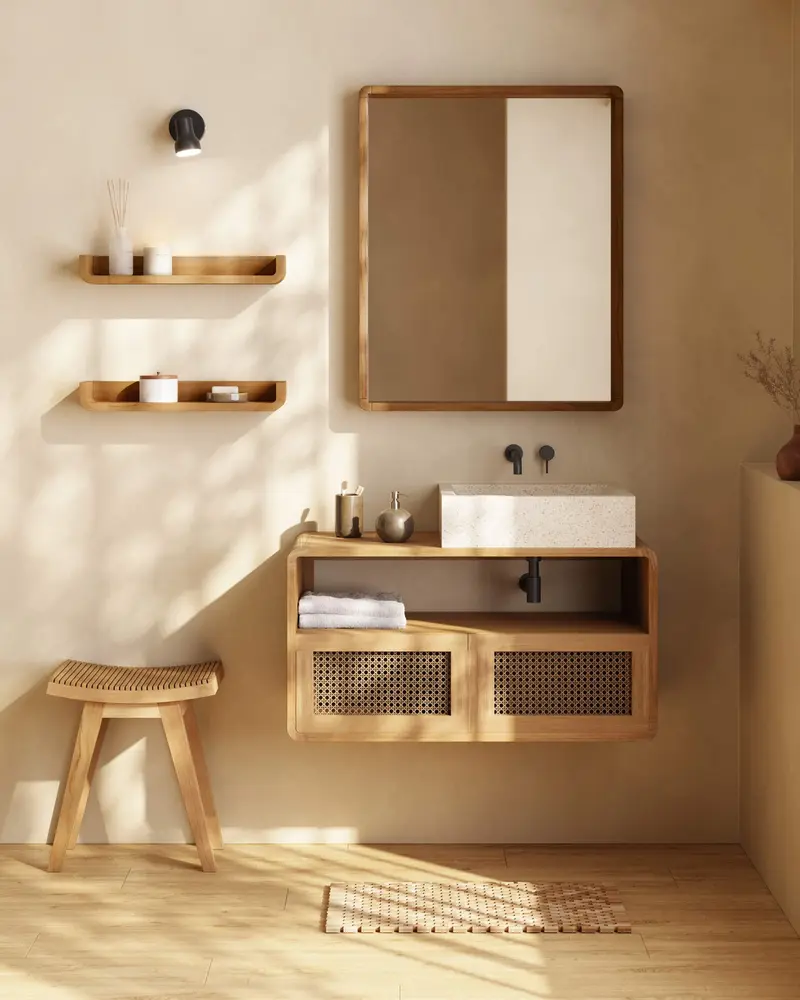 Mobile da bagno Sabiela in legno massello di teak 86 x 45 cm