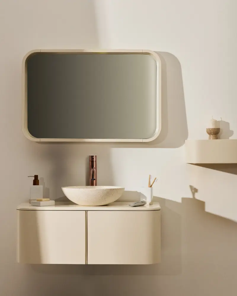 Mobile da bagno Salaya in legno compensato di frassino con finitura beige 90 x 45 cm