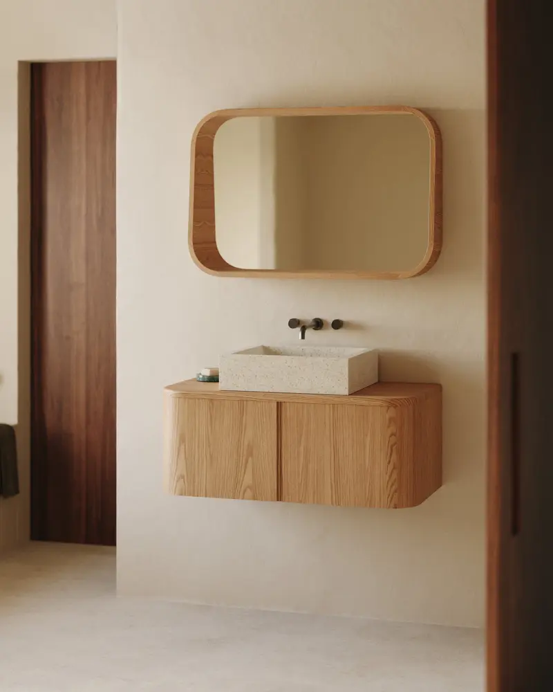 Mobile da bagno Salaya in legno compensato di frassino con finitura naturale 90 x 45 cm