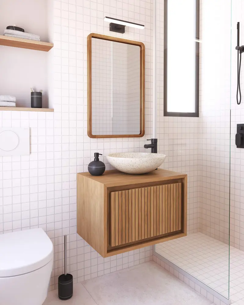 Mobile da bagno Taciana in legno massello di teak 60 x 40 m