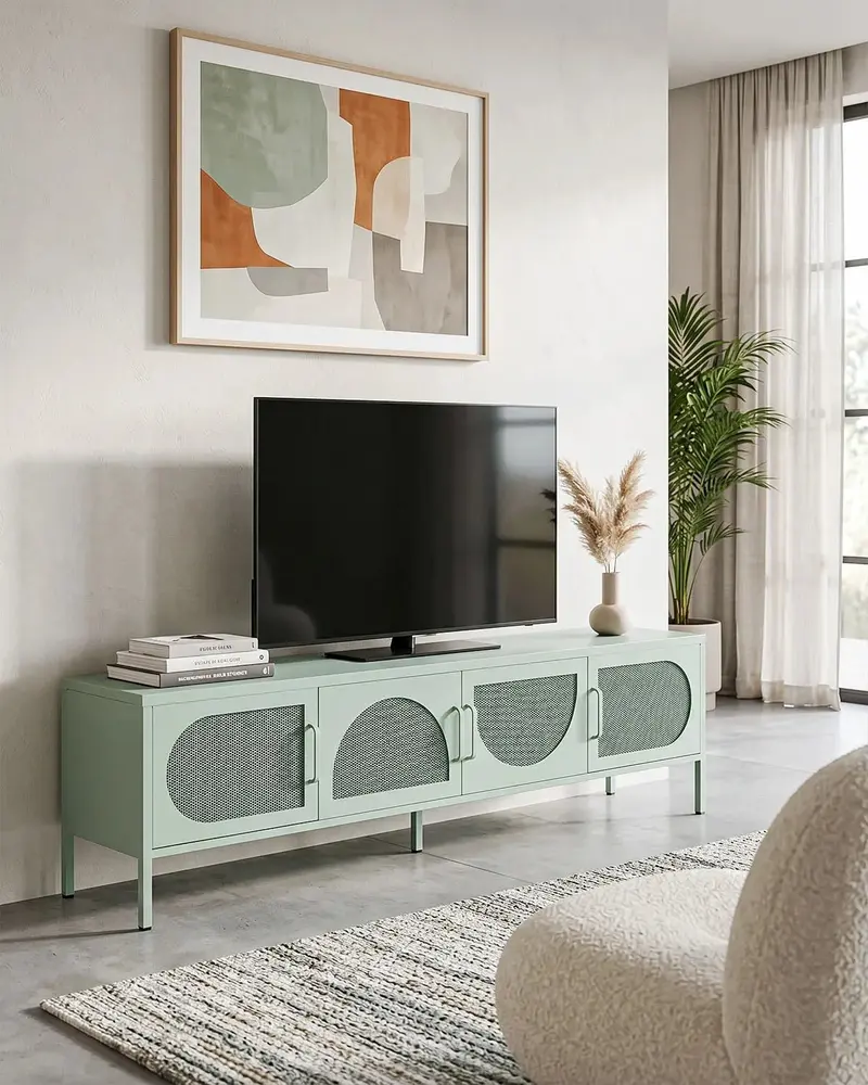 Mobile TV Arcana ZENITH - Menta - Mobile TV Moderno in metallo verniciato - 4 Ante