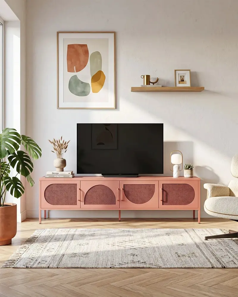 Mobile TV Arcana ZENITH - Terracotta - Mobile TV Moderno in metallo verniciato - 4 Ante