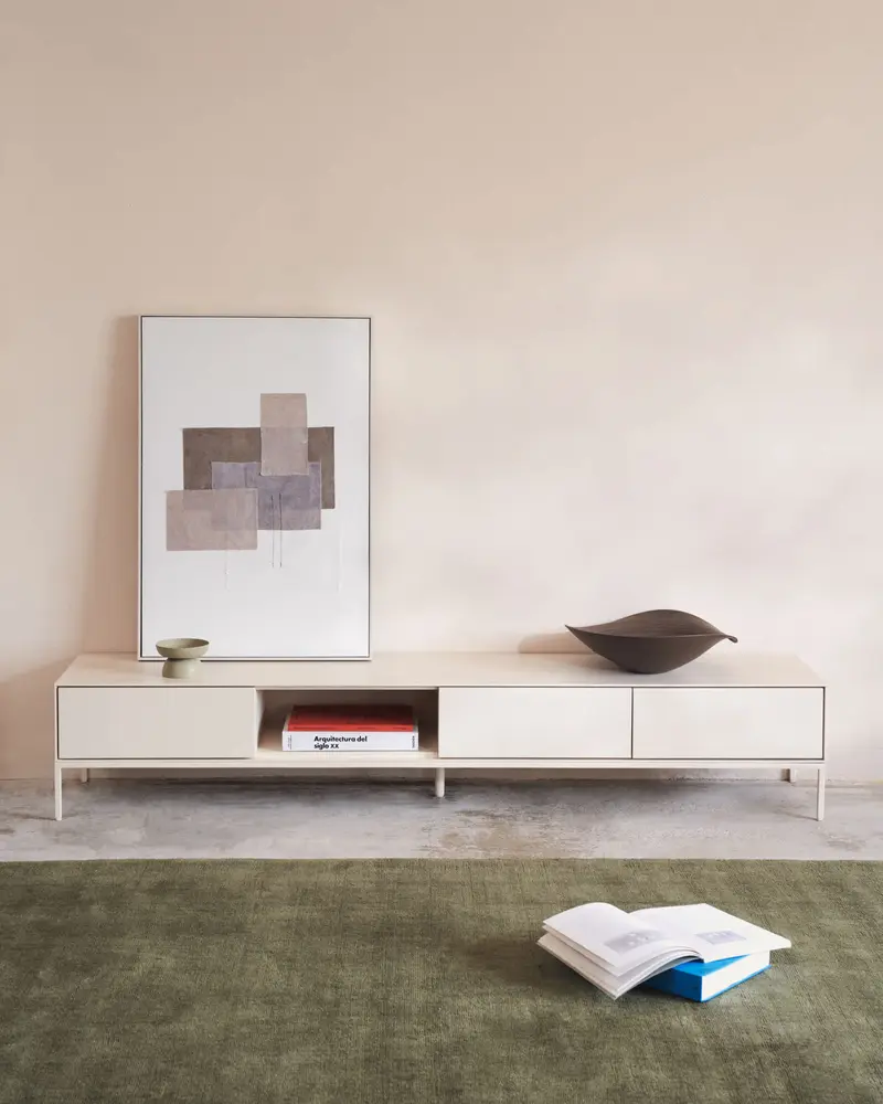 Mobile TV Vedrana 3 cassetti laccato bianco 195 x 35 cm