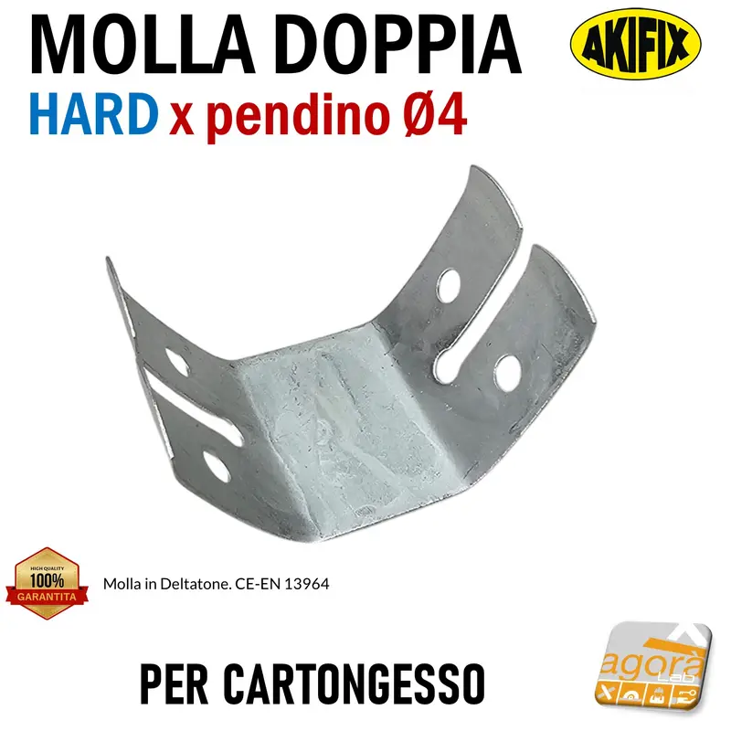 Molla doppia regolazione Pendino D 4mm Cartongesso AKIFIX 10-100pz molletta CTG