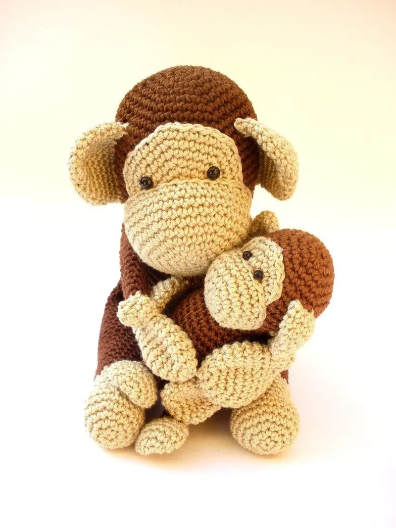 Monkey mom with baby stuffed animal plush toy