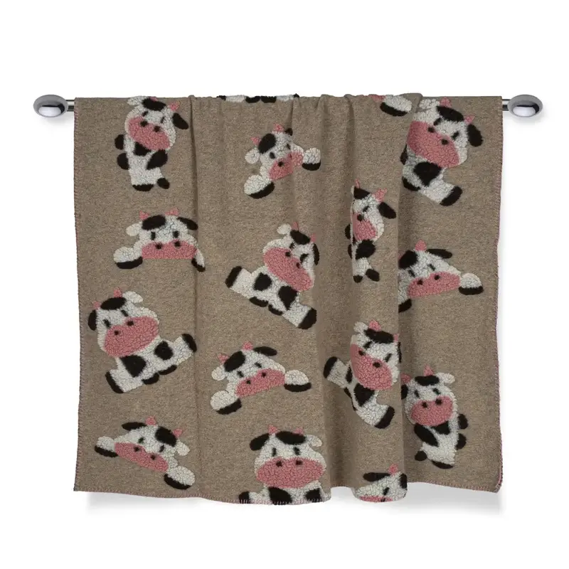 Mucca plaid in Lana cotta con rifinitura a punto cavallo | Zita del Forte