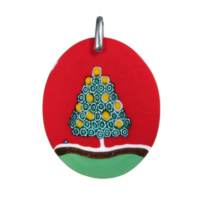 Murano Glass Christmas Tree oval Pendant