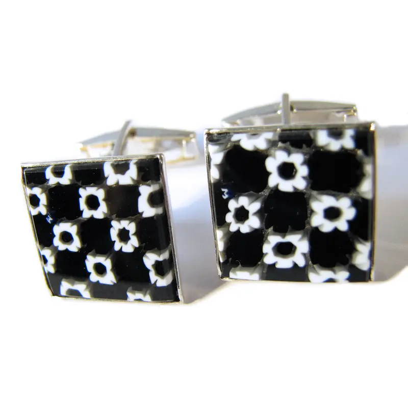 Murano glass Cufflinks Anni 60 set in 925 Silver