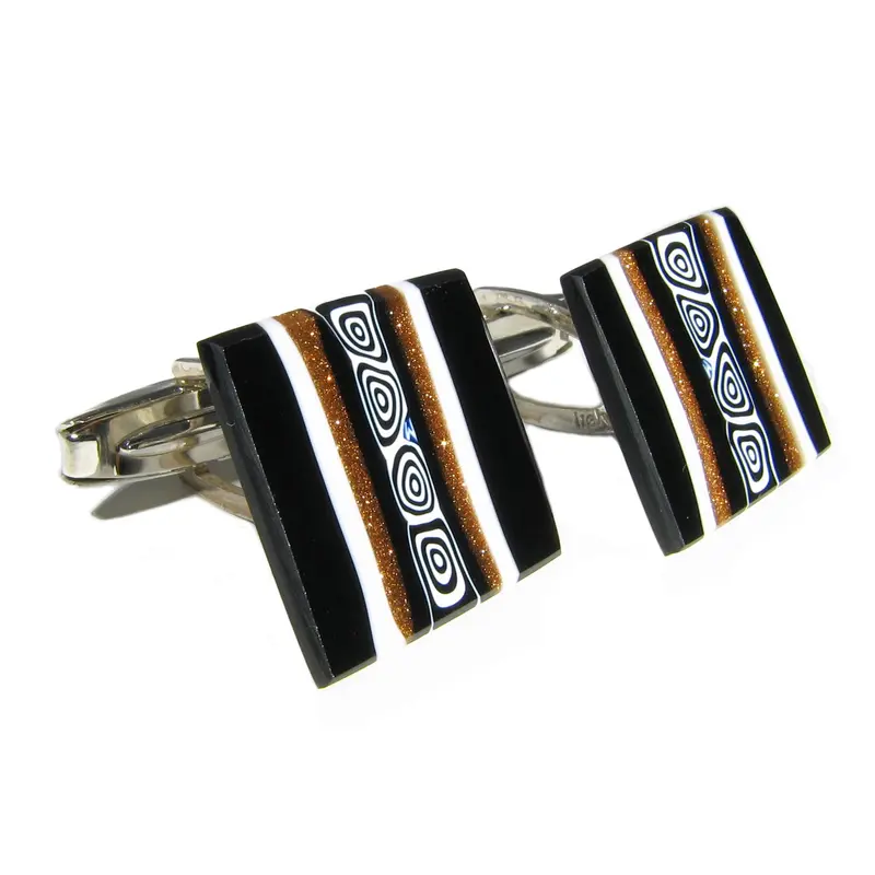 Murano glass Cufflinks Medi set in 925 Silver