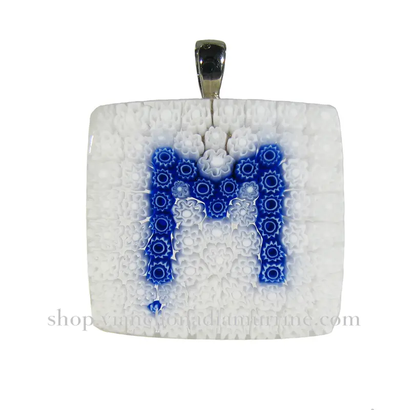 Murano glass necklace with the initial "M"