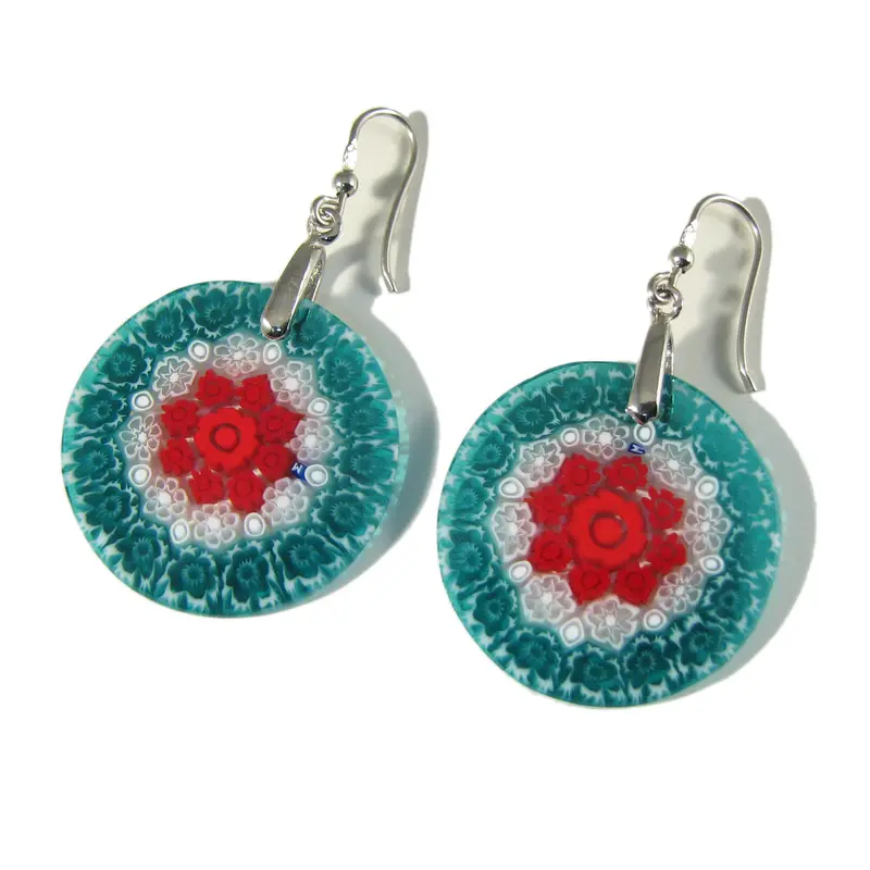 Murano glass round earrings "Millefiori"
