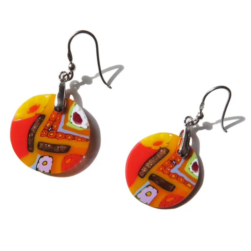 Murano glass round earrings "Quadrone"