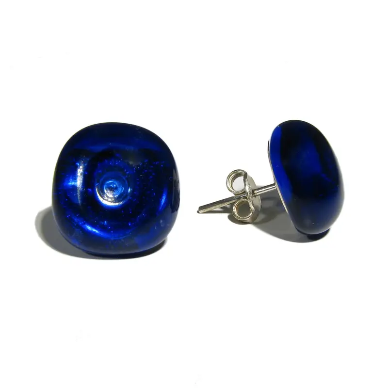 Murano glass round earrings "Single Pearl"