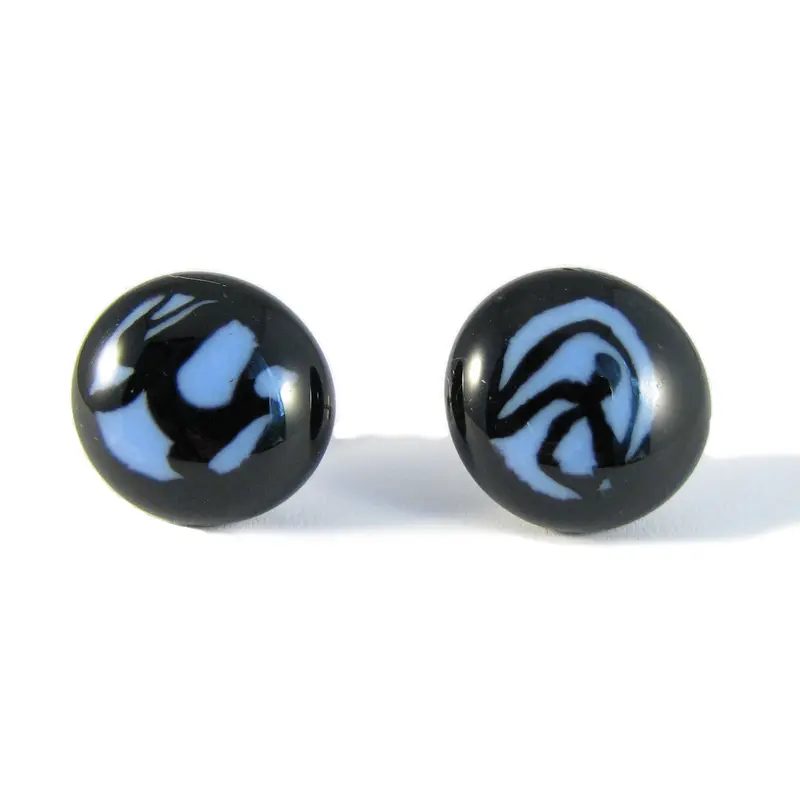 Murano glass round earrings "Single Pearl"