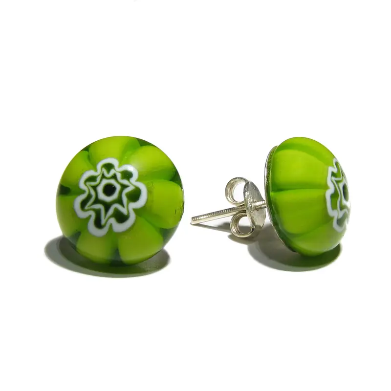 Murano glass round earrings "Single Pearl"