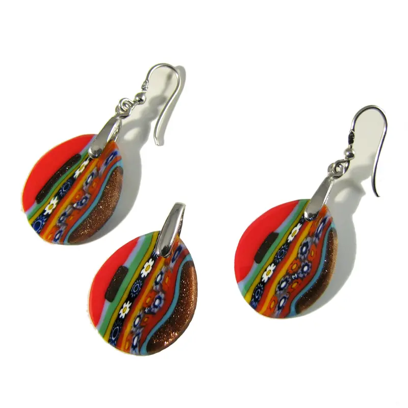 Murano glass small drop-shaped Pendant & earrings set Inglesina