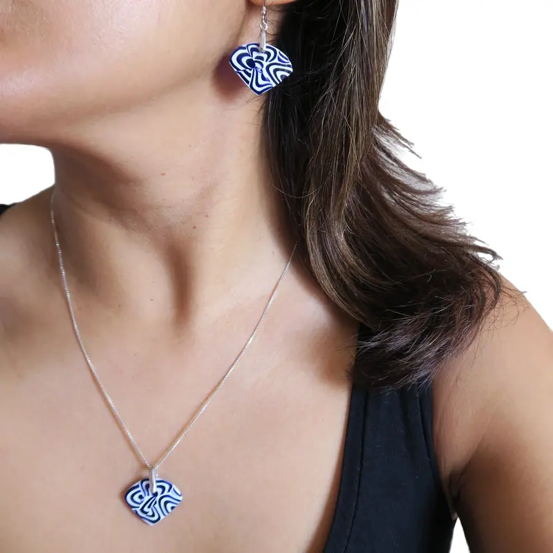 Murano glass small Pendant and earrings set "Fantasy"