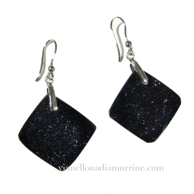 Murano glass square earrings "Avventurina"