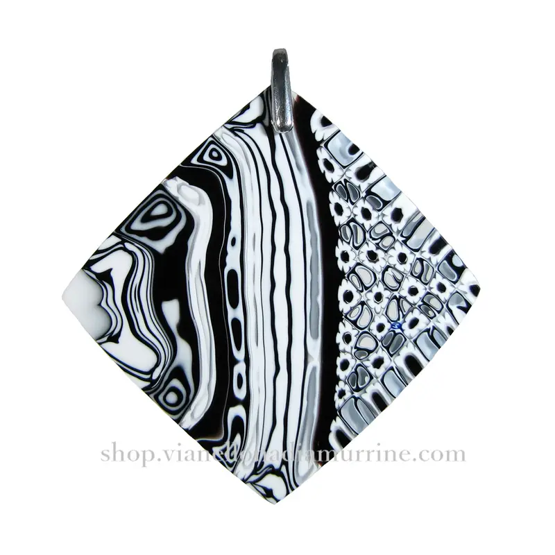 Murrina "Anni 60 Rigato" Murano glass rhombus pendant