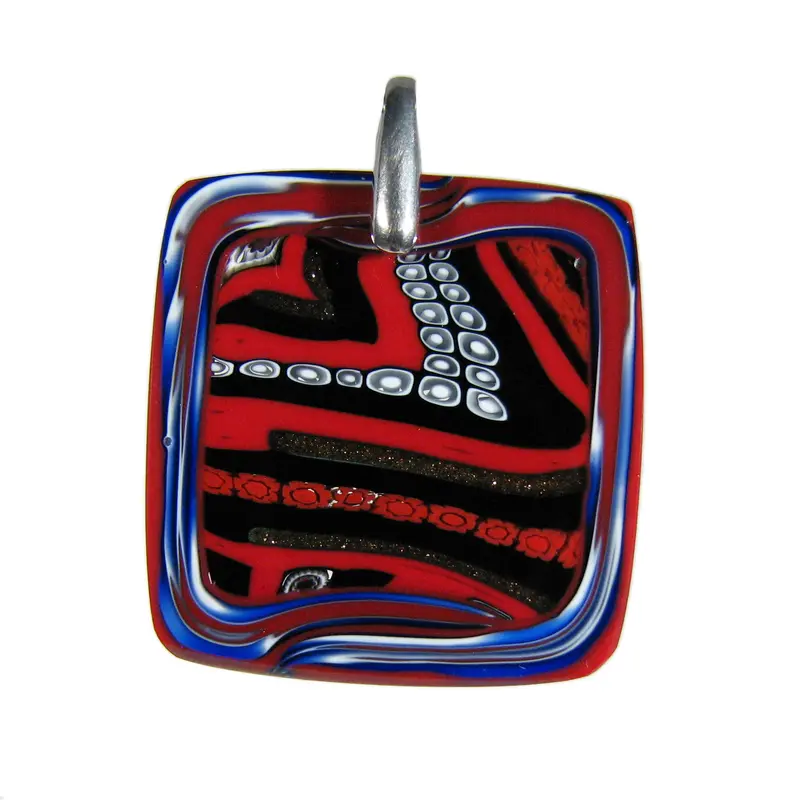 Murrina "Cornice" Murano glass square pendant