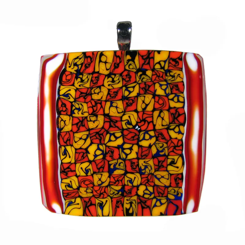 Murrina "Fiume Anni 60" Murano glass square pendant