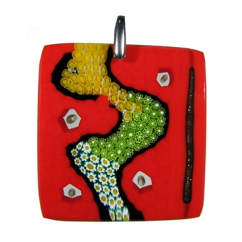 Murrina "Klimt" Murano glass square pendant