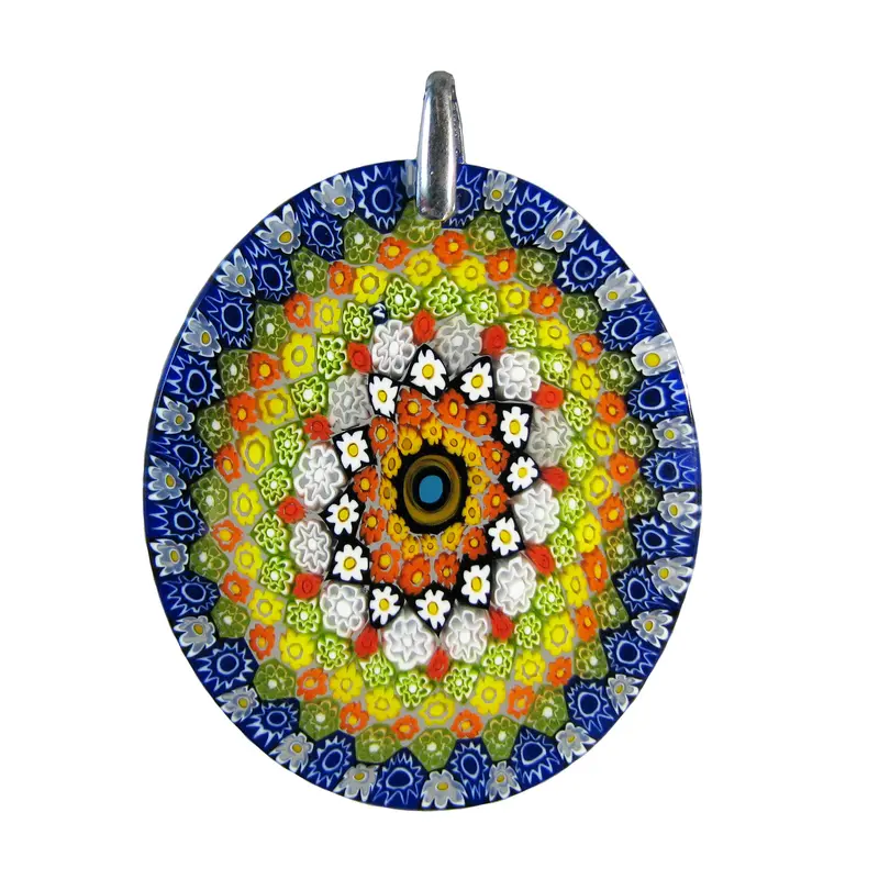 Murrina Millefiori Murano glass oval pendant (42) 40 x 45 mm