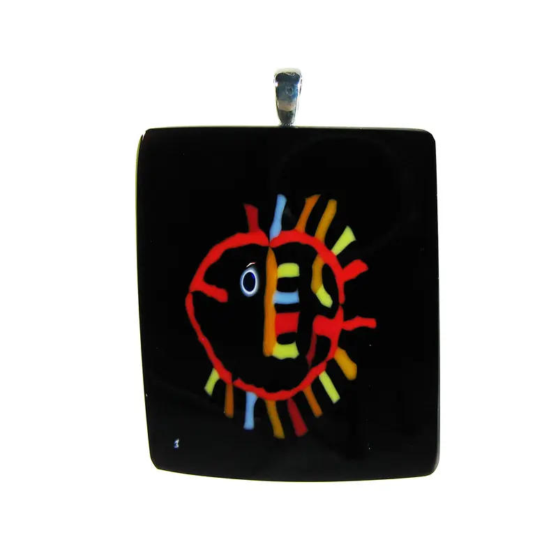 Murrina "Pesce" Murano glass rectangular pendant