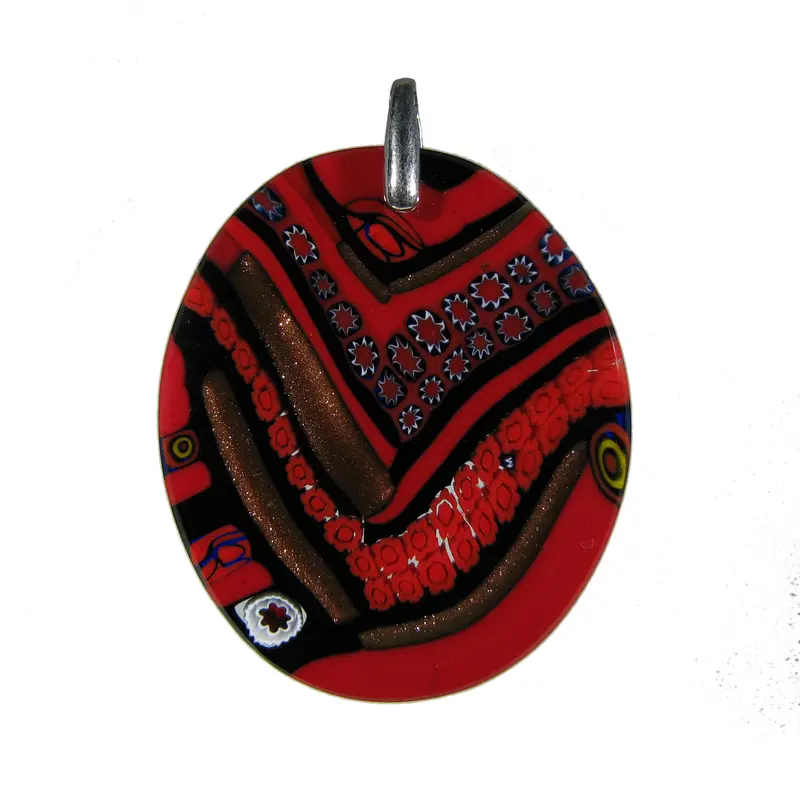 Murrina Quadrone Murano glass oval pendant