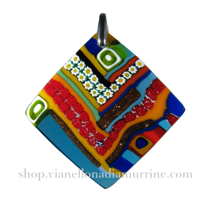 Murrina Quadrone Murano glass rhombus pendant
