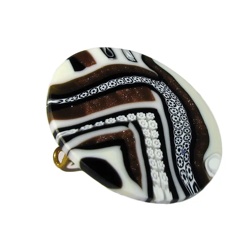 Murrina Quadrone Murano glass round brooch