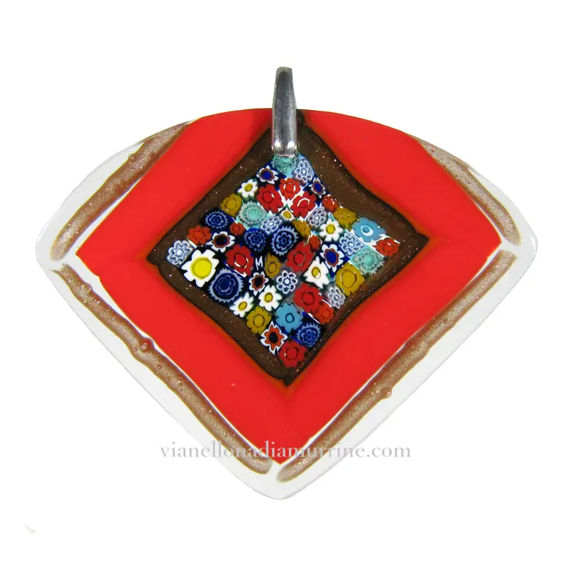Murrina Scacchiera Murano glass fan-shaped pendant