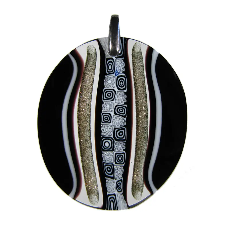 Murrina Scacchiera Murano glass oval pendant
