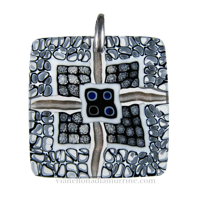 Murrina Tria Murano glass square pendant