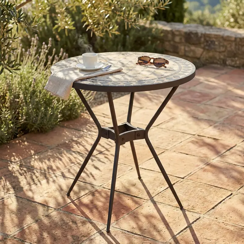 Nairobi - tavolo rotondo in ceramica antracite 70 cm