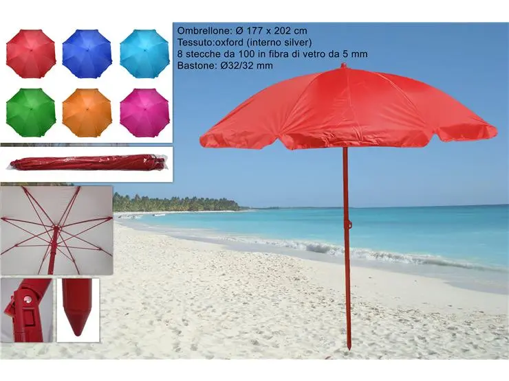 OMBRELLONE 100/8 32/32 COLORATO INTERNO SILVER FIBRA DI VETR