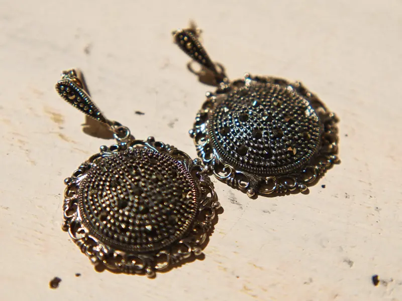 orecchini in argento e marcassite